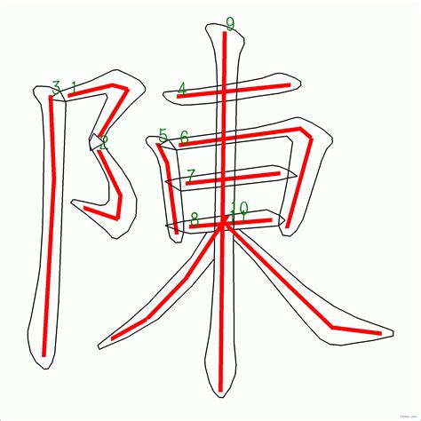 陳比劃|汉字: 陈的笔画顺序 (“陈”11划) 